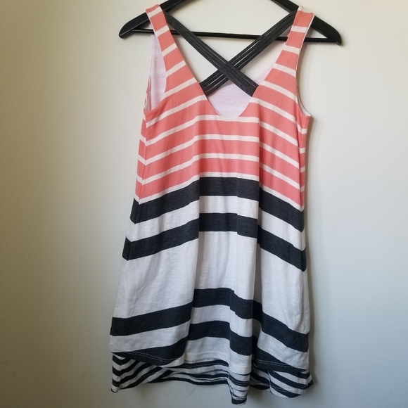 Anthropologie Puella Pink Grey and White Stripe Knit A-line Casual Dress - Picture 3 of 10